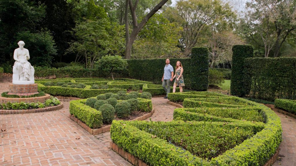 Two people at bayou bend gardens